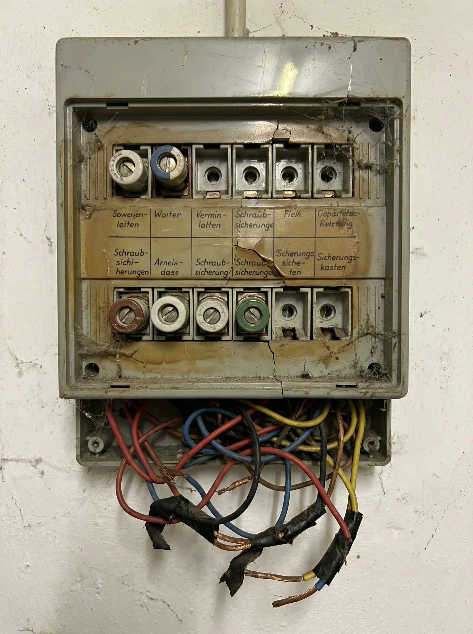 Alter defekter Sicherungskasten vor der Modernisierung in Bad Salzuflen – Elektriker Neumann