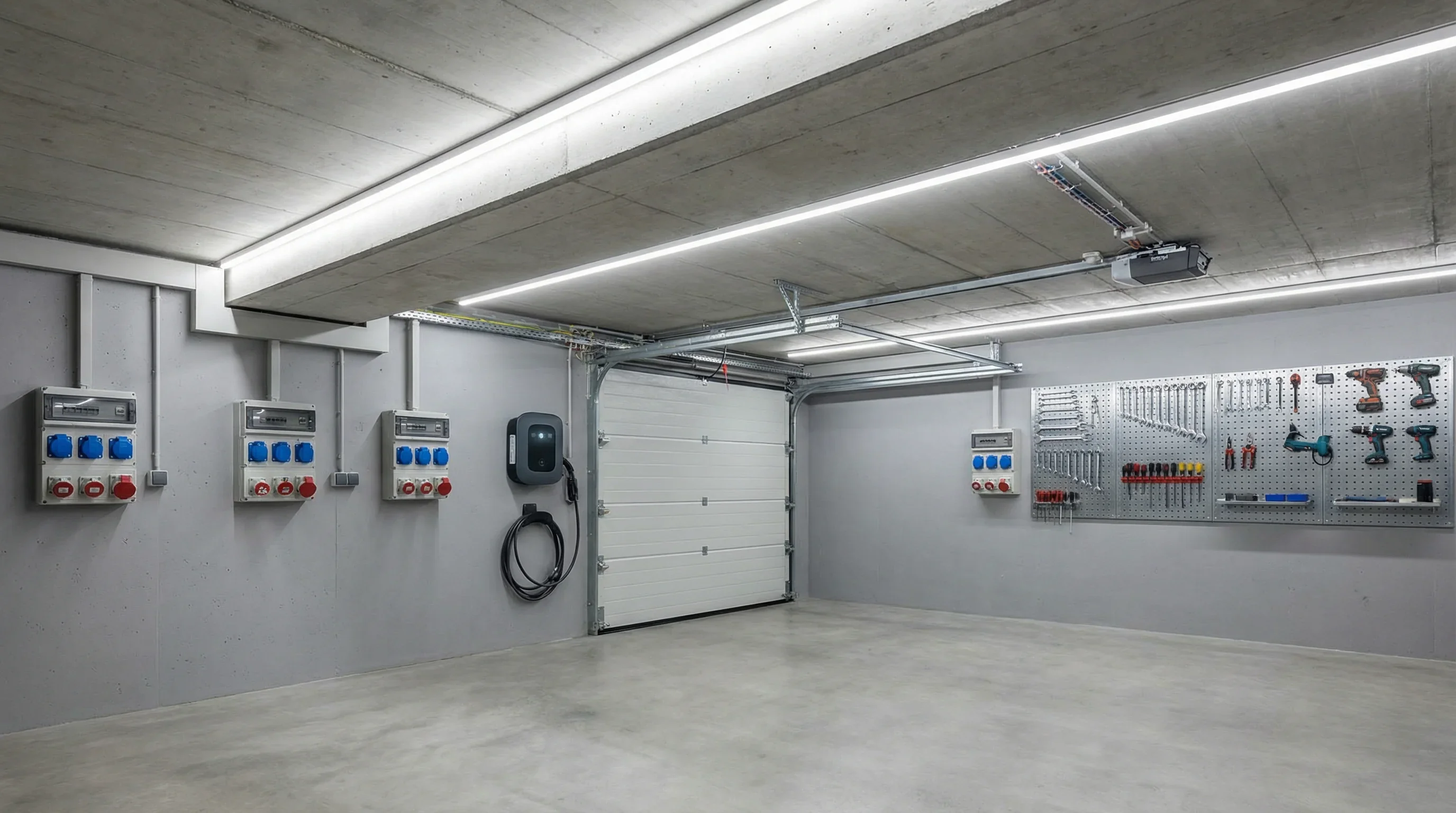 Garage elektrifizieren: Licht, Steckdosen & Torantrieb