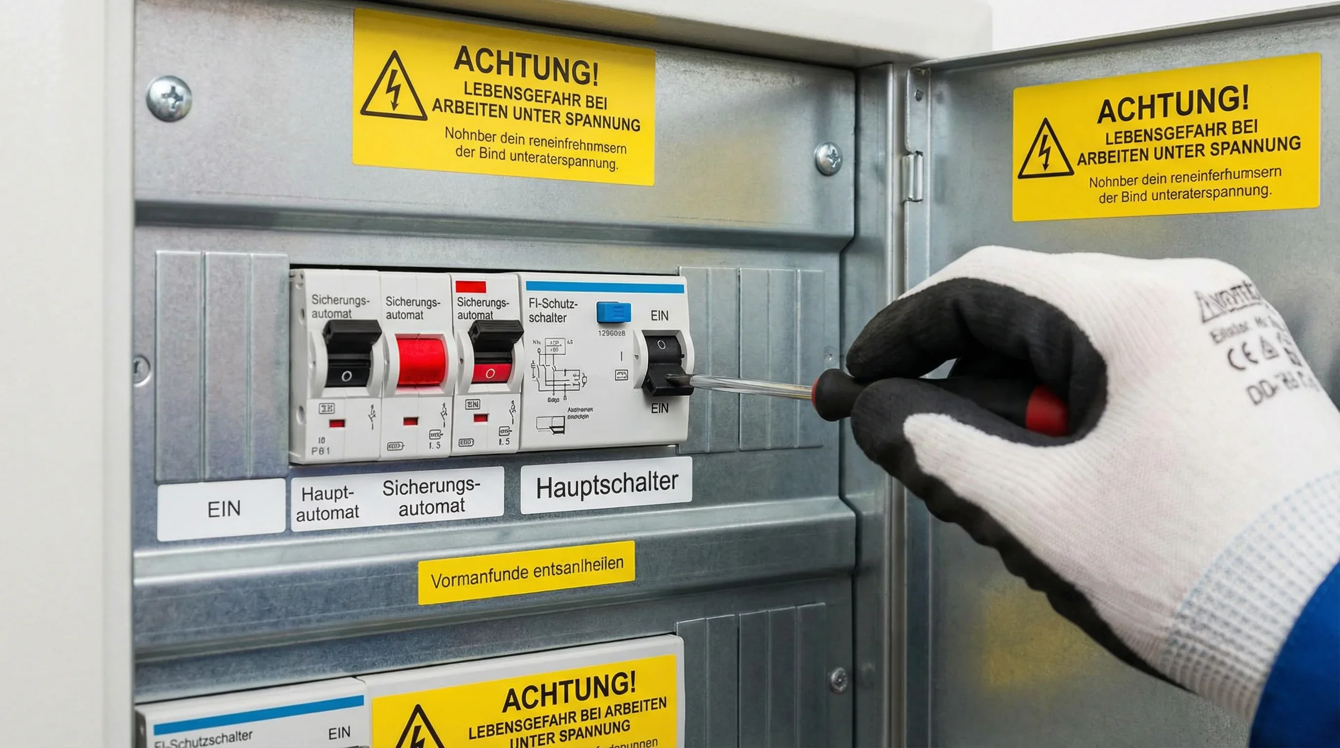 Elektriker behebt Kurzschluss